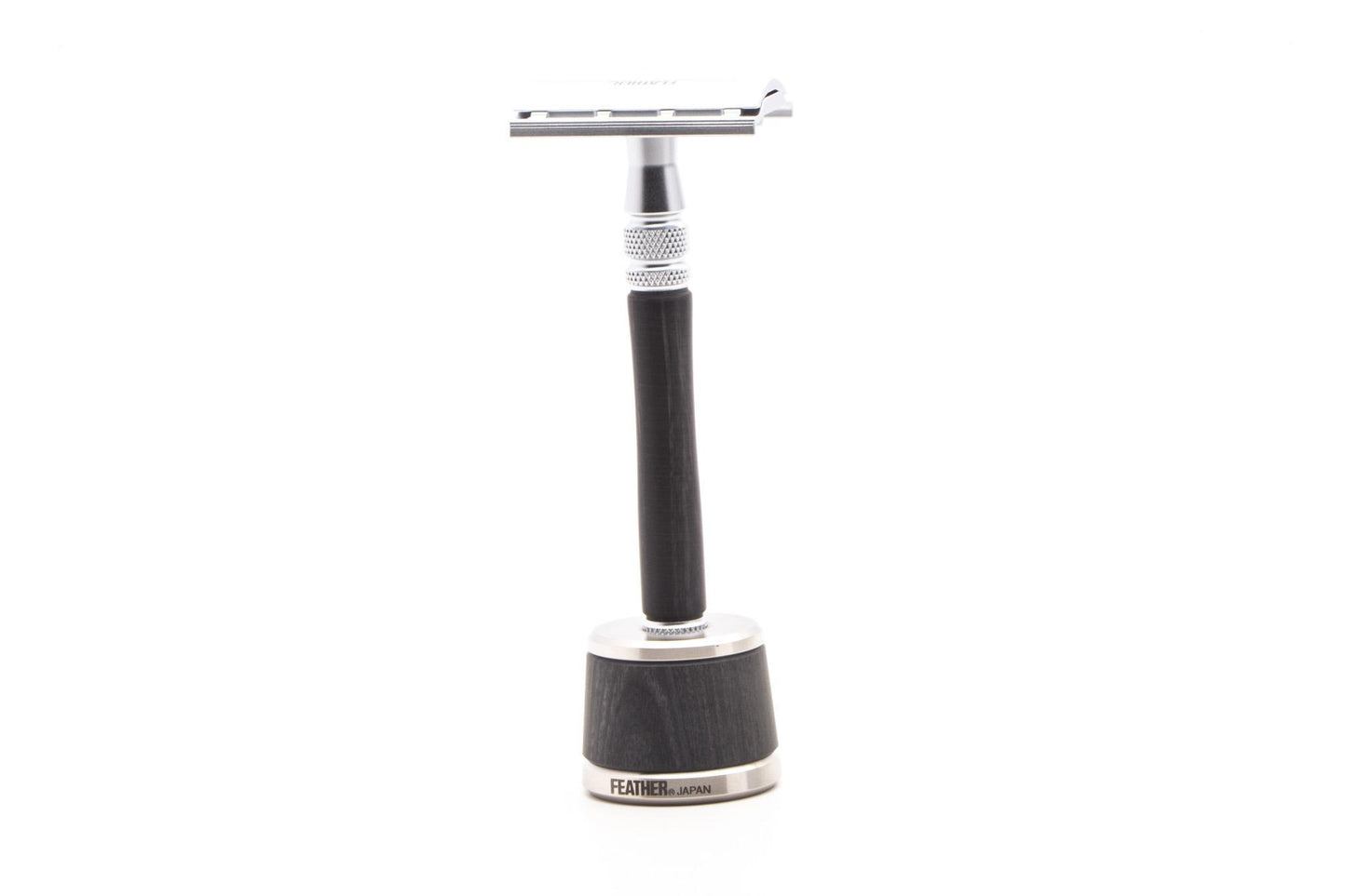 Feather WS-D2S Stainless Steel/Wood Double Edge Safety Razor with Stand