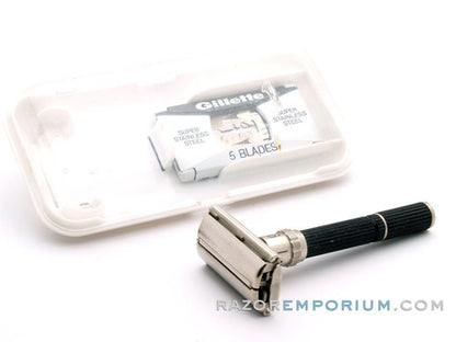 1972 S1 Gillette Super Adjustable 109 Safety Razor Set w/ Case & Blade Bank