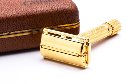 1944-1946 Gillette Aristocrat Safety Razor w/ Leather Case and Blade Bank | Original Condition