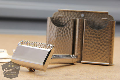 Ever-Ready 1912 Style Single Edge Safety Razor in Metal Wall Hanger