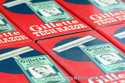 1952 Gillette NOS X3 Tech Double Edge Safety Razor Set - New Old Stock