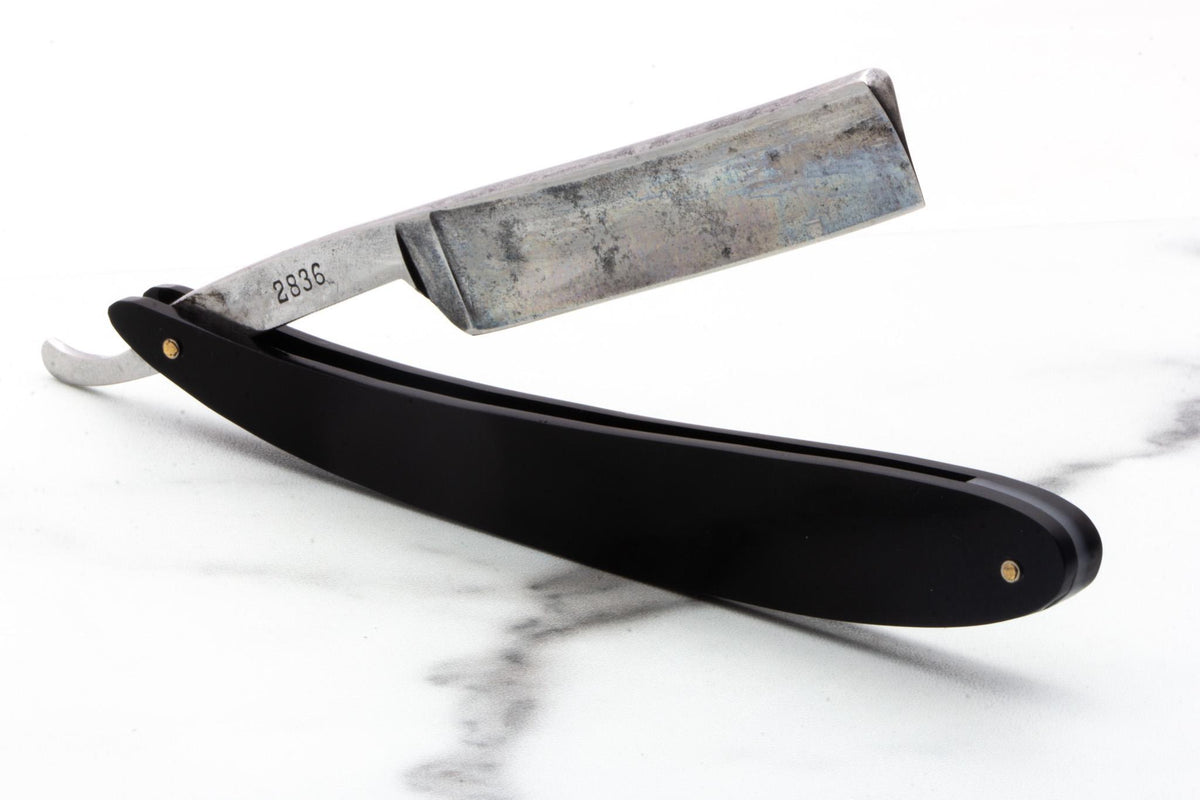 6/8" Vintage Restored Antoni Tadross 2836 Straight Razor With Black Acrylic Scales