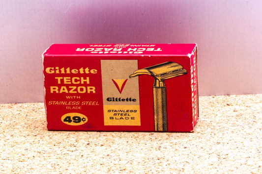 1965 J2 Gillette Ball End Tech Razor in Box with Blades | Original Condition