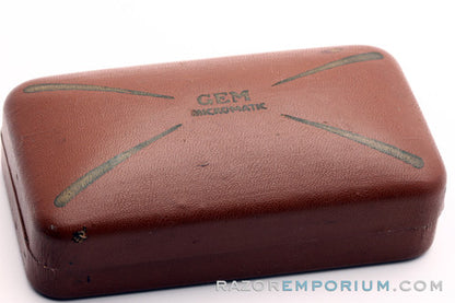 1930's GEM Micromatic Razor Single Edge TTO in Brown Case w/ Instructions