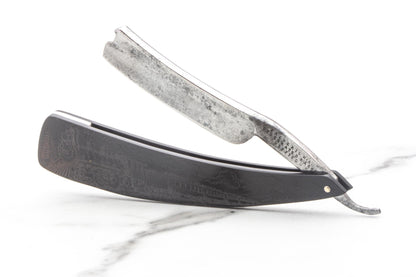 6/8" Vintage Restored Frederick's "Celebrated" Straight Razor With Custom Train Etched Scales