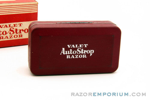 Valet Auto-Strop Razor Set in Maroon Leather Case w/ Box