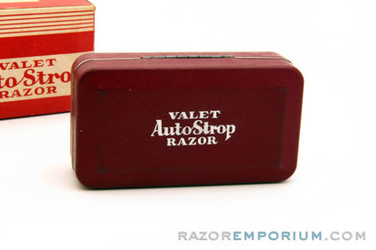 Valet Auto-Strop Razor Set in Maroon Leather Case w/ Box