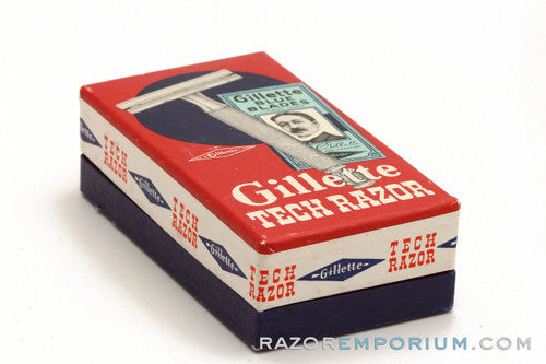 1930's Gillette Ball End Gold Tech Razor in Red Box