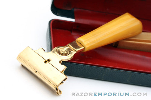 1940s Schick Gold SE Injector Bakelite Handle Set