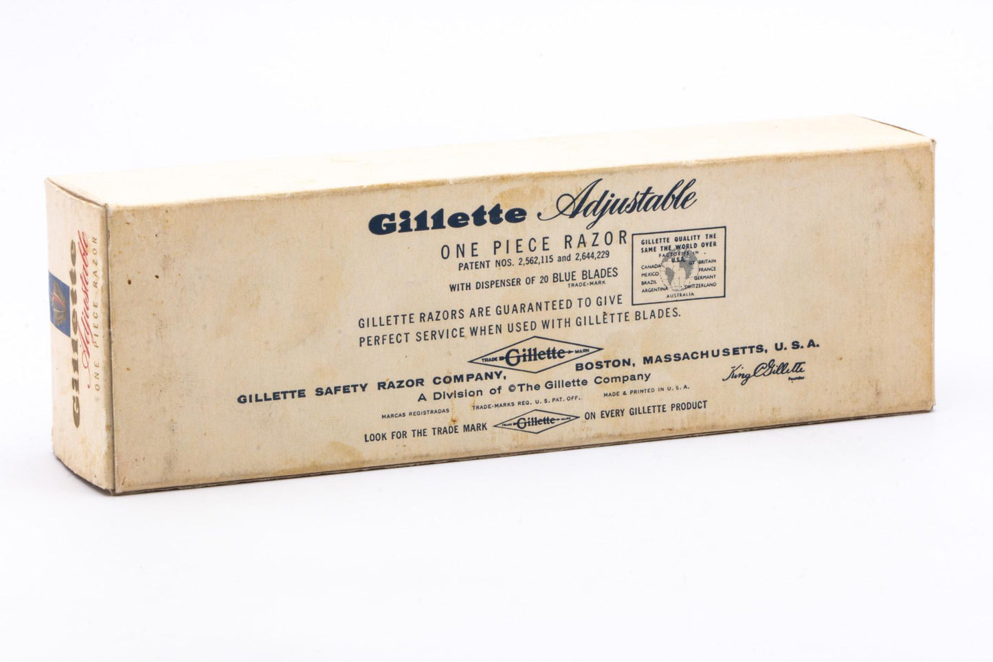 1958 D1 Gillette Toggle Adjustable Double Edge Safety Razor Set | Original Condition