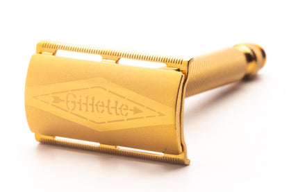 1940's Gillette Gold Ball End Tech Razor w/ Electro Etched Logo Cap | Original Condition