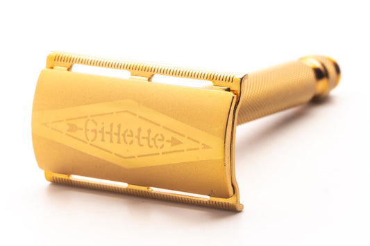 1940's Gillette Gold Ball End Tech Razor w/ Electro Etched Logo Cap | Original Condition