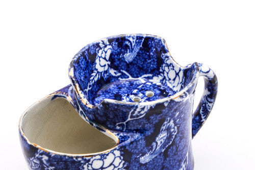 Vintage Scuttle Shaving Mug | Blue Pattern