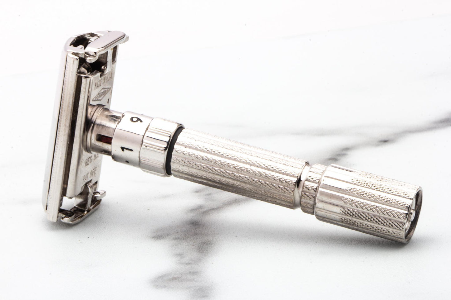 1960 F4 Gillette Rhodium Fatboy Adjustable Double Edge Safety Razor  | Original Condition