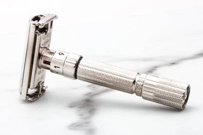 1960 F4 Gillette Rhodium Fatboy Adjustable Double Edge Safety Razor  | Original Condition