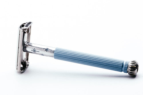 1963 I1 Lady Gillette Blue Star Double Edge Safety Razor | Factory Nickel Revamp