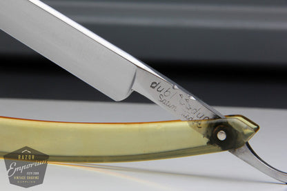 11/16" Dubl Duck Pearlduck Satin Wedge Straight Razor w/ Olive Acrylic Scales  | Solingen, Germany