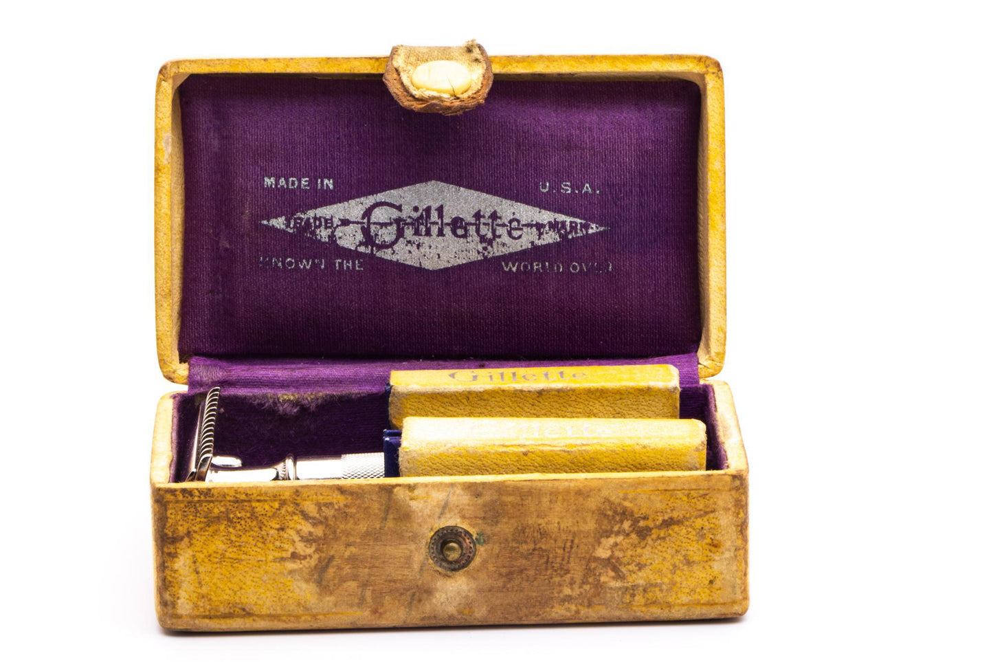 1900's Gillette Single Ring Double Edge Safety Razor Set |Factory Nickel Revamp