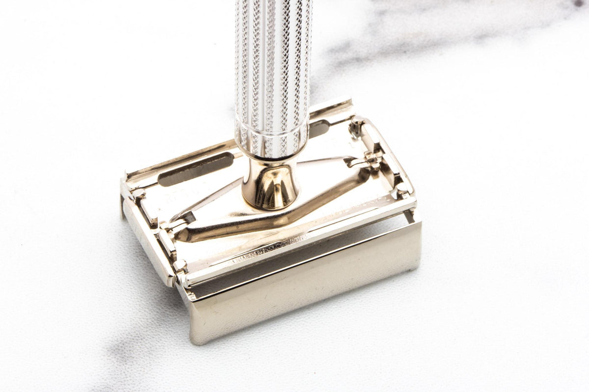 1955 A1 Gillette Rhodium President Double Edge Safety Razor Set With Original Cardboard Shipper |  New Old Stock