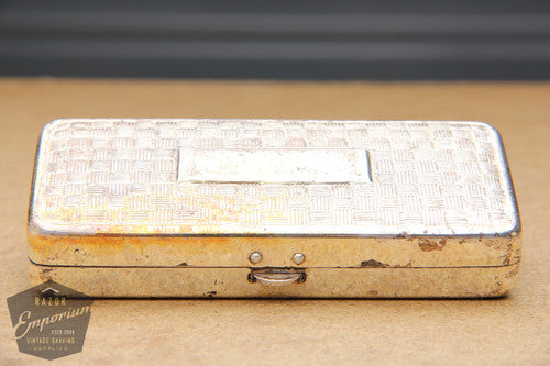 Gillette 1918 Basketweave Pocket Edition - Old Type Open Comb DE Razor Set
