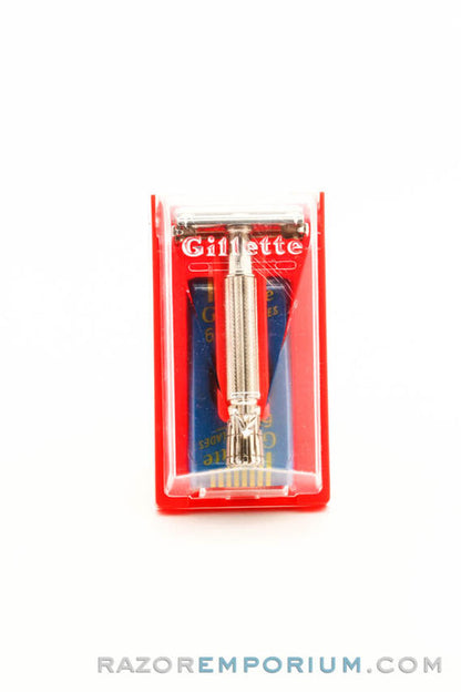 1958 D1 Gillette TV Super Speed Razor Set in Original Red Case w/ Blades
