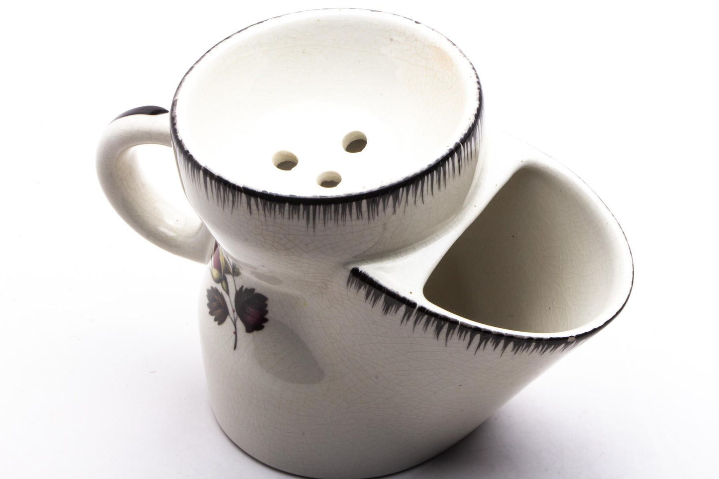 Vintage Ceramic Hand Painted Rose Shaving Scuttle