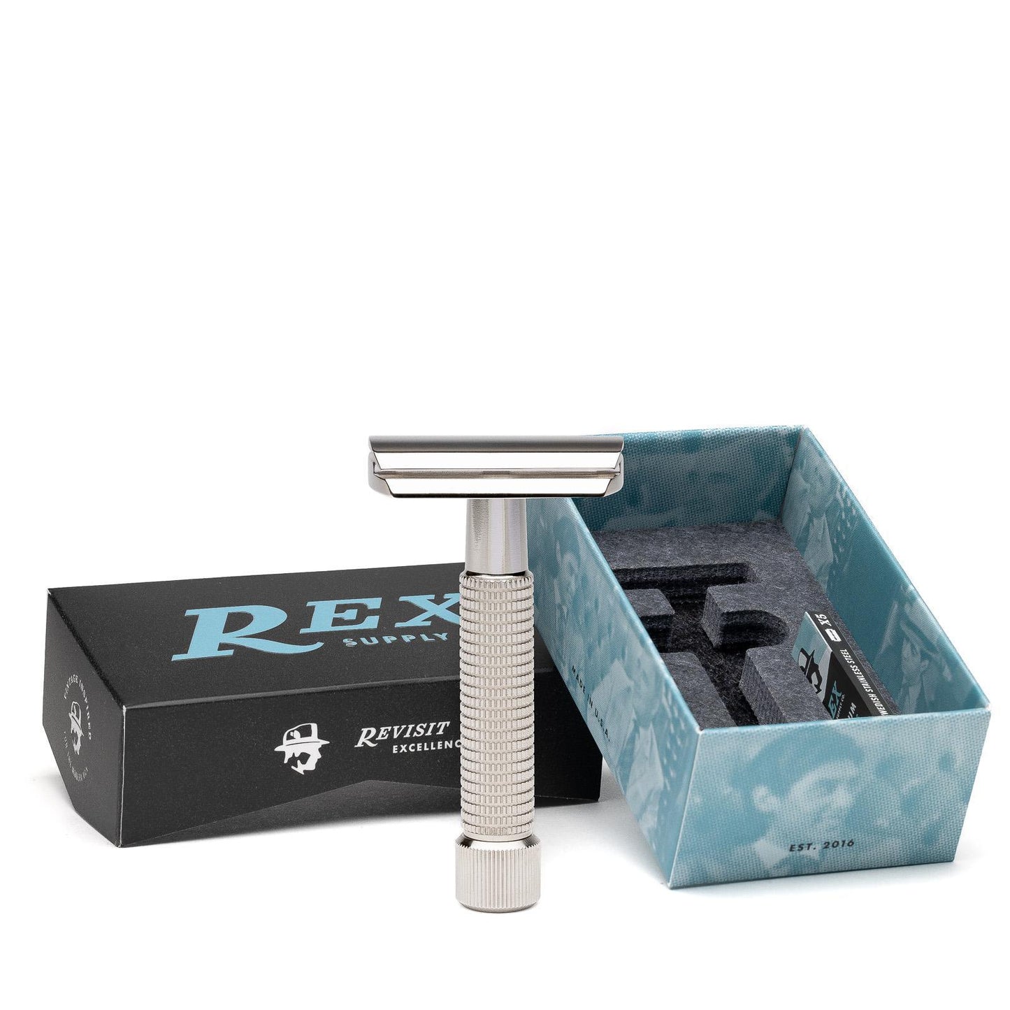 Rex Supply Co. | Envoy Three Piece Stainless Steel Double Edge Safety Razor