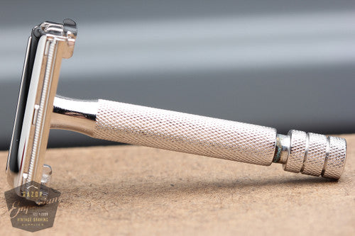 Gillette 1950's British Heavy Duty  Rocket Safety Razor - Made in England * RHODIUM REVAMPED