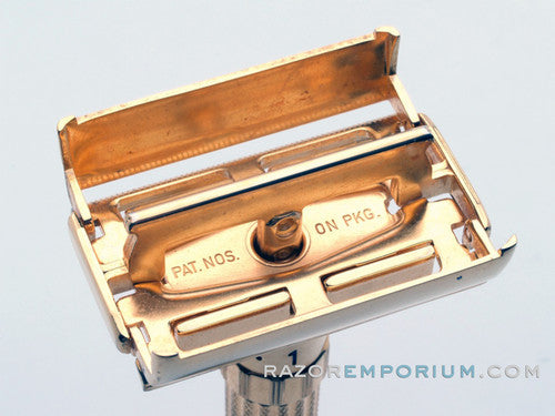 1961 G1 Gillette $1.95 Fatboy Adjustable Safety Razor 24K Gold Revamp