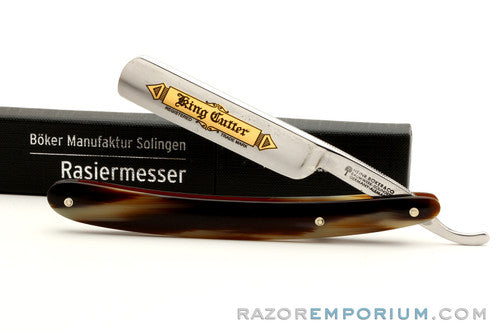 5/8" Boker Rasiermesser Original King Cutter Synthetic Horn Round Point Straight Razor