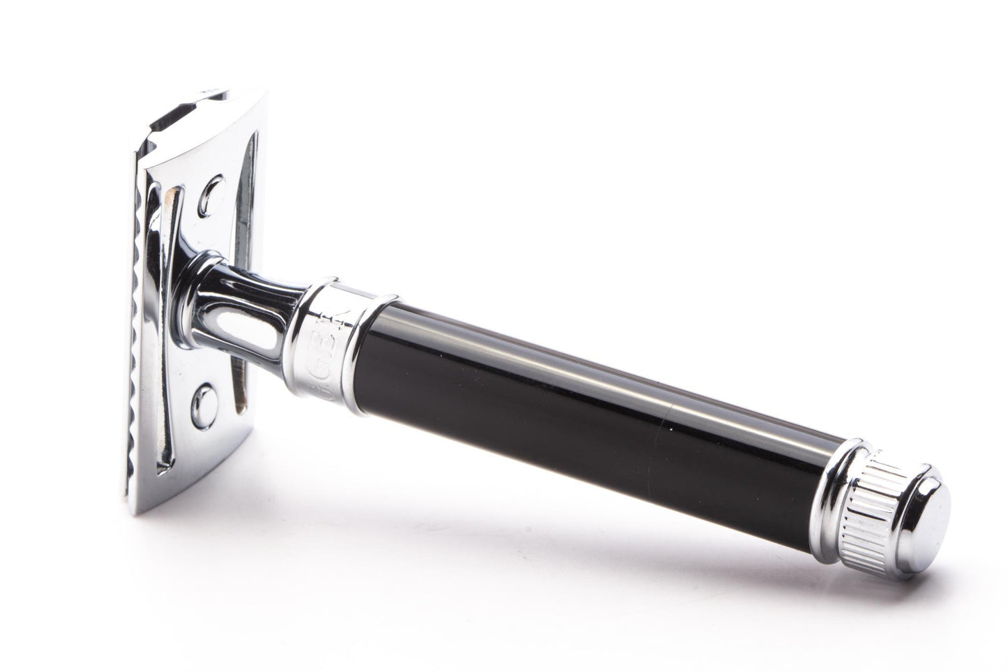 Edwin Jagger DE86 Classic Black Double Edge Razor & Stand