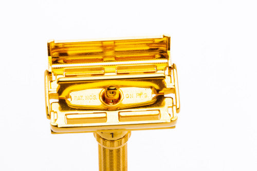 1962 H1 Gillette Slim Aristocrat Adjustable Double Edge Safety Razor | 24k Gold Revamp