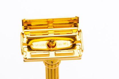 1962 H1 Gillette Slim Aristocrat Adjustable Double Edge Safety Razor | 24k Gold Revamp