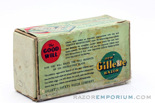 1930's Gillette Goodwill Era Gold DE Razor with Original Box