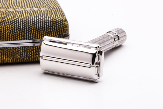 1944-1946 Gillette Aristocrat Double Edge Safety Razor Set | Rhodium Revamp