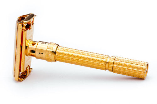 1961 Gillette Slim Aristocrat Adjustable D E Safety Razor | 24K Gold Revamp