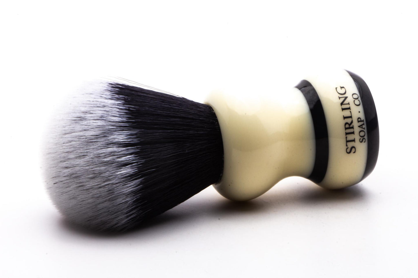 Stirling Soap Co. | Faux Ivory & Black Synthetic 2-Band Shaving Brush - Pre-Owned