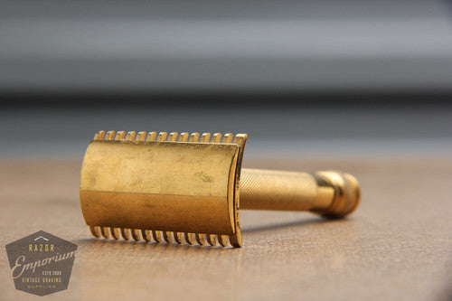 Gillette 1930's Gold Ball End Old Type Style Double Edge Razor - 3 Piece