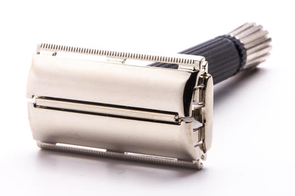 1967 M2 Gillette Black Handle Super Speed Double Edge Safety Razor | Factory Nickel Revamp