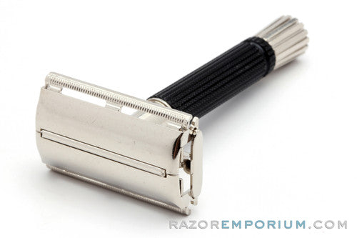1978 Gillette Black Handle Super Speed DE Safety Razor - Nickel Revamp