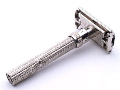 1967 M1 Gillette Slim Adjustable Safety Razor Nickel w/ Red Case & Blade Bank