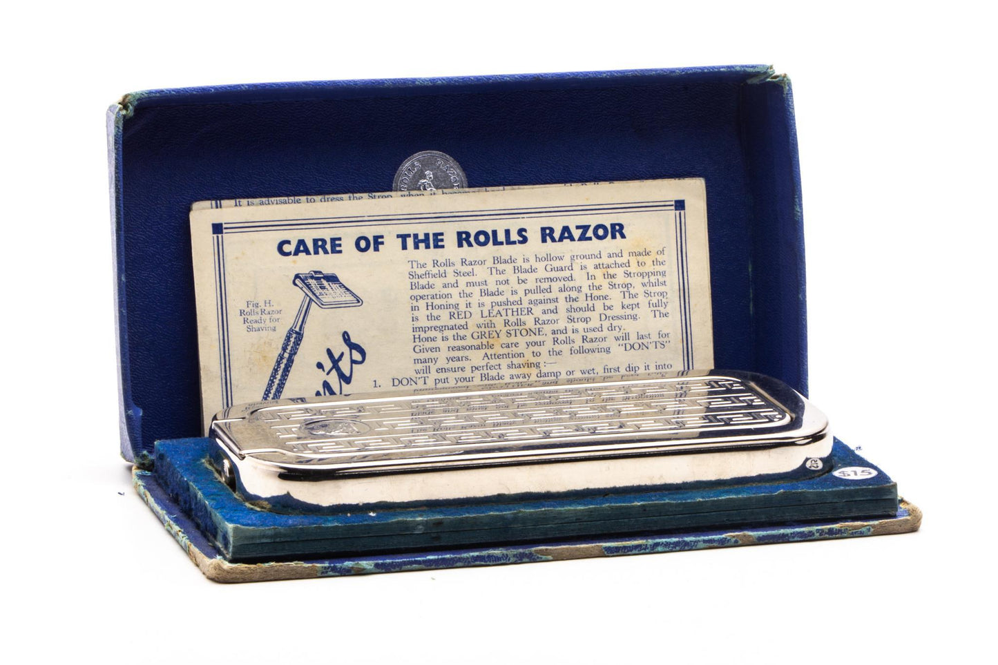 1940's Rolls Razor "The Whetter" Safety Razor in Blue Display Case | Original Condition