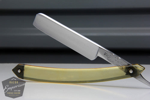 11/16" Dubl Duck Pearlduck Satin Wedge Straight Razor w/ Olive Acrylic Scales  | Solingen, Germany