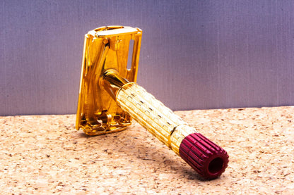 1957 C3 Gillette Heavy Red Tip Super Speed Safety Razor | 24K Gold Revamp