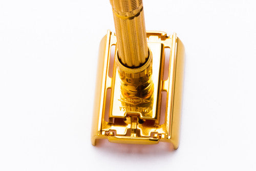 1961 Gillette Slim Aristocrat Adjustable DE Safety Razor  24K Gold Revamp
