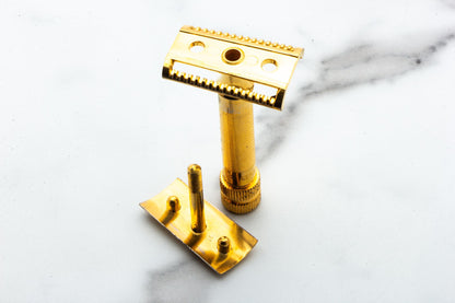 1960's Coles Gold Slant Double Edge Safety Razor Set | Original Condition