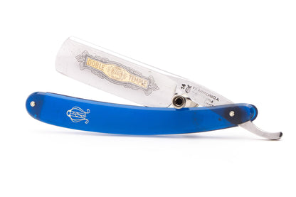 7/8" Filarmonica 14 Doble Temple Jose Monserrat Pou Straight Razor With Transparent Blue Scales
