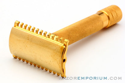 1930's Gillette NEW Deluxe Big Boy Razor Original Gold w/ Case & Blade Bank