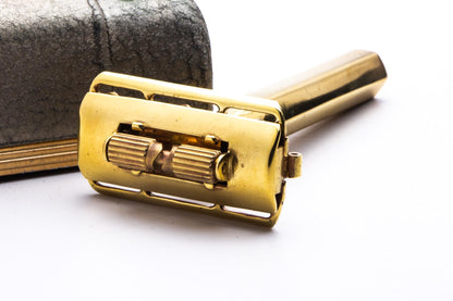 1930s King Oscillator Gold Double Edge Safety Razor Set With Paperwork | Original Condition