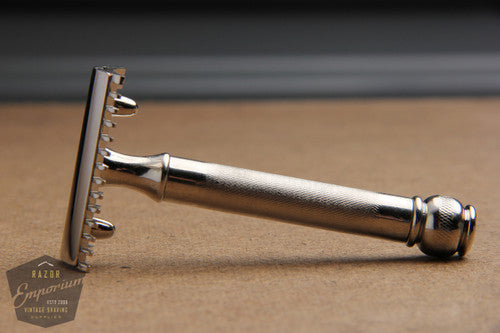 Gillette 1930's NEW Ball End Old Type Long Comb DE 3 Piece Safety Razor * Nickel REVAMPED